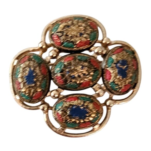 Sarah Coventry Glass Mosaic Style Light Of The East Brooch Book Piece J124 - Picture 2 of 7